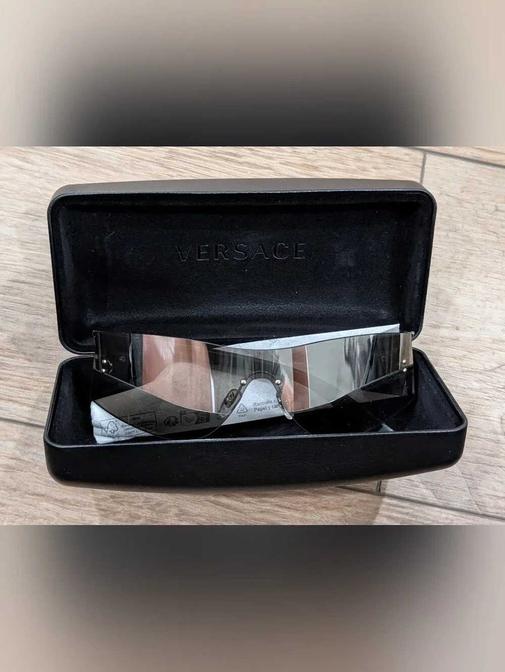 $372 Mens Authentic VERSACE 43MM Rimless Sunglasses Silver